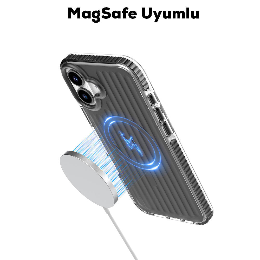 iPhone 16 Kılıf M-safe Şarj Özellikli Oyuklu Tasarım Mutural Bumpy Clear Kılıf iPhone 16 Kılıf M-safe Şarj Özellikli Oyuklu Tasarım Mutural Bumpy Clear Kılıf